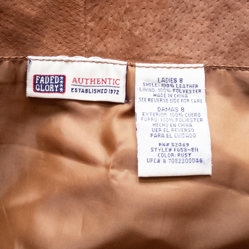 Vintage Y2K Boho Western Leather Patchwork Midi Skirt Size 8 - Picture 5 of 8